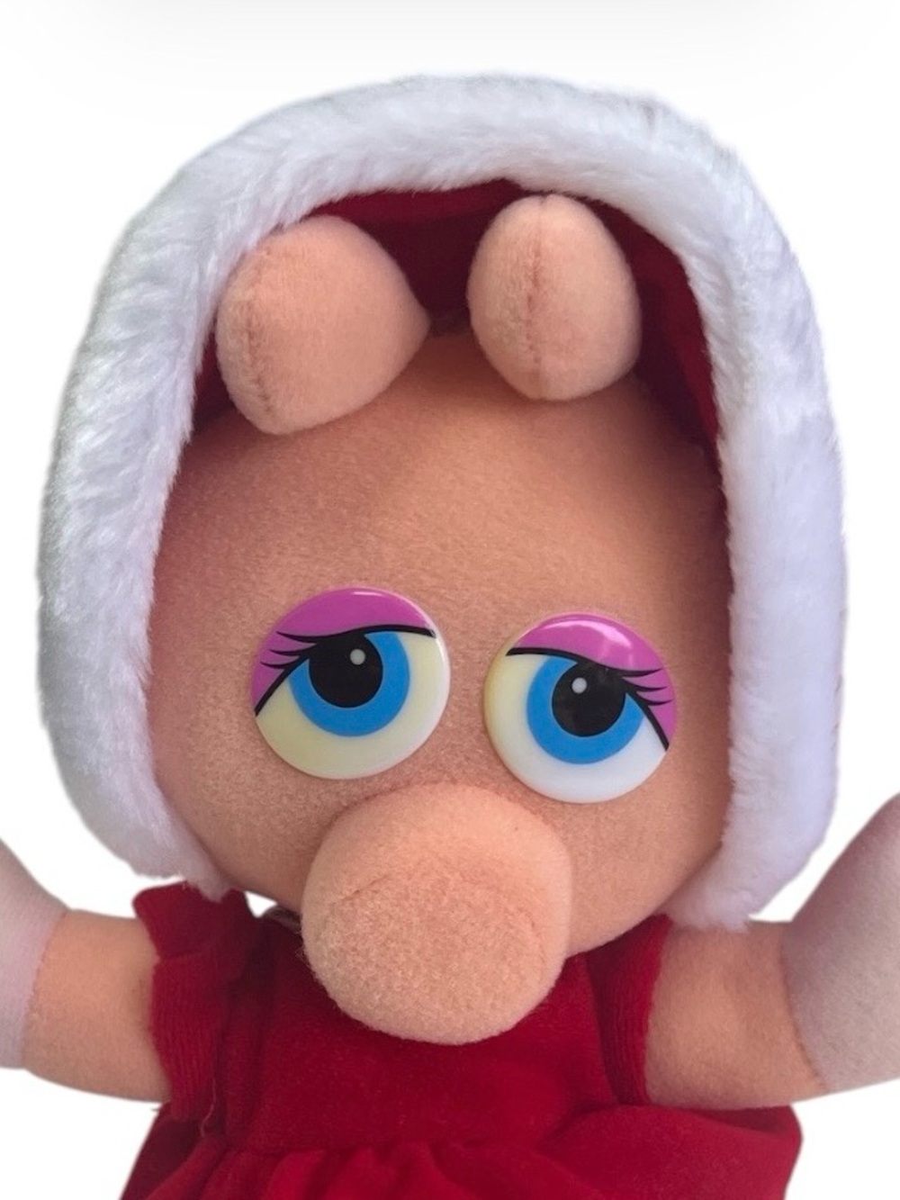 THE MUPPETS Baby MISS PIGGY Plush Pig Red Dress Blue Eyes Stuffed Animal
